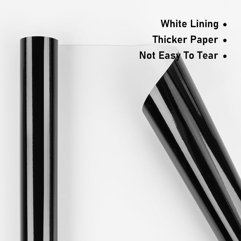 NESCCI Black Metallic Wrapping Paper, Solid Color Paper,Gift Wrapping Paper,Perfect for Wedding,Valentine's Day,Birthday, Christmas,Baby Shower,DIY Bouquet (17 Inches X 32.8 Feet) - Image 3